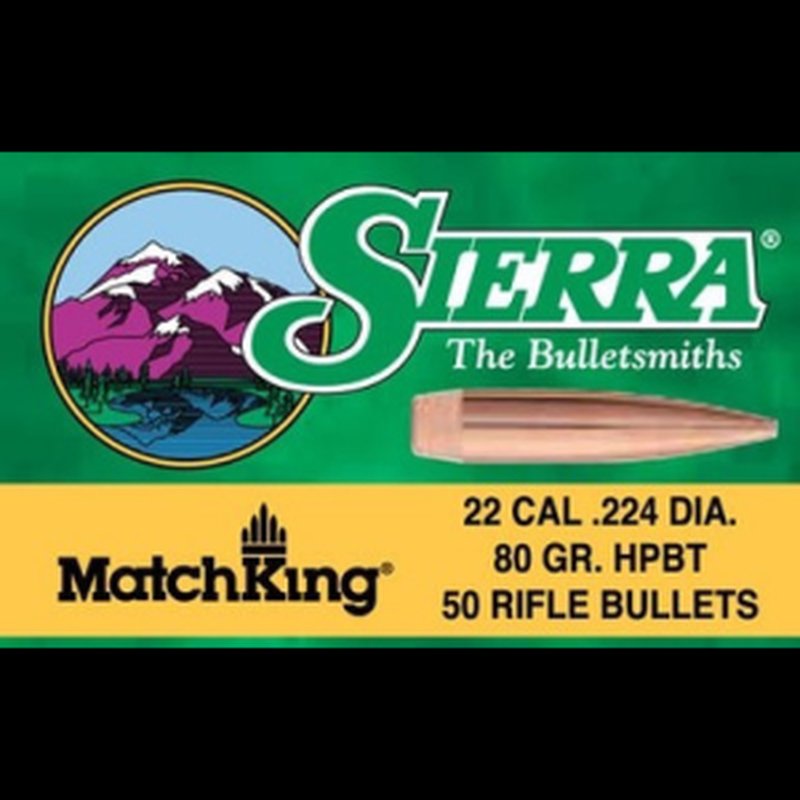 Sierra MatchKing .22 Cal 80 Grain HPBT Long Range Specialty Bullets (50 ct)