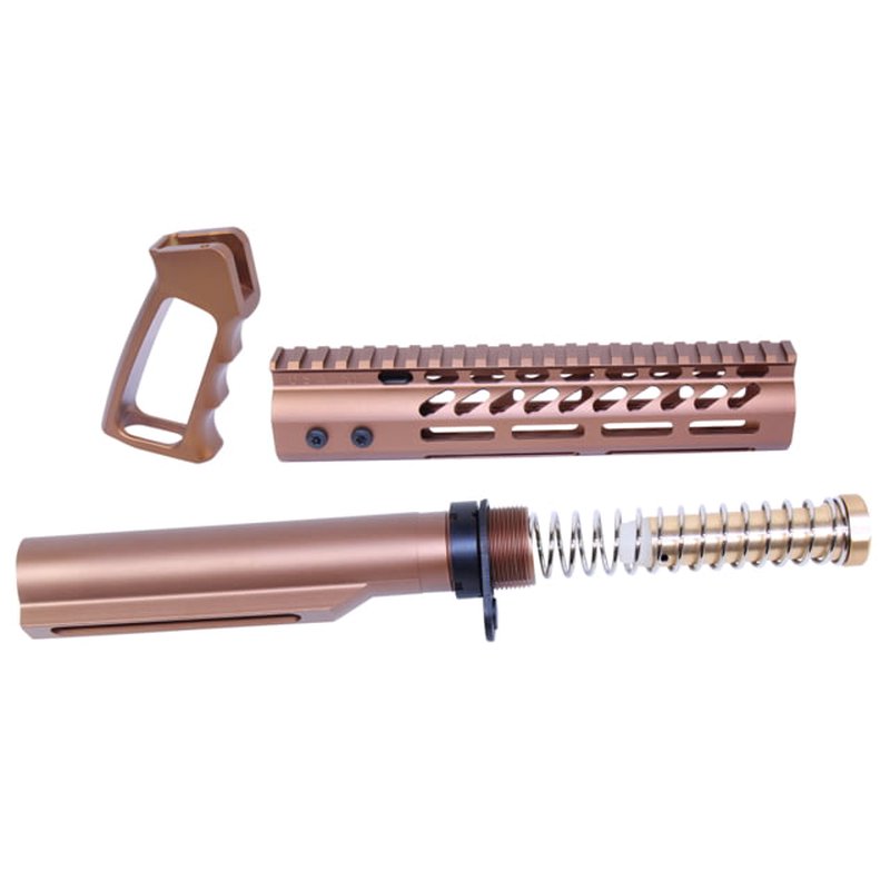 Guntec USA AR-15 Ultra Pistol Furniture Set w/ Milspec Buffer Tube - Anodized Bronze