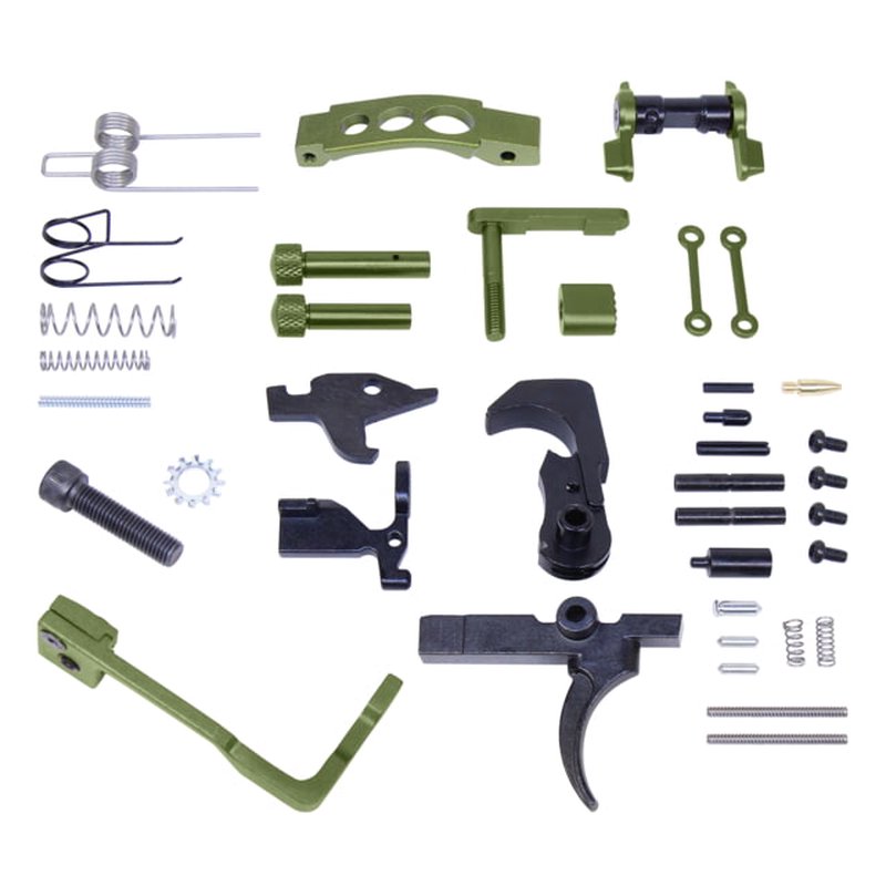 Guntec USA AR-15 Enhanced Lower Parts Kit w/ Upgrades Anodized Green