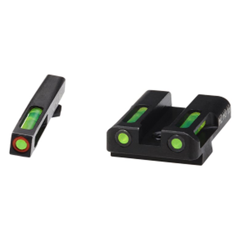 HiViz Litewave H3 Tritium Litepipe Sight Set for Glock 9mm/.40 Cal - Green/Green