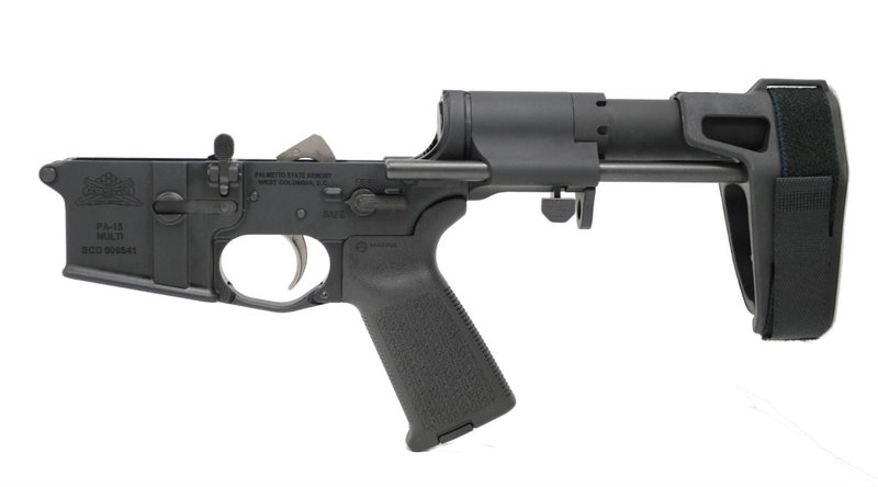PSA AR-15 Complete MOE EPT Pistol Lower with SB Tactical PDW Pistol Brace, Black - 516446451