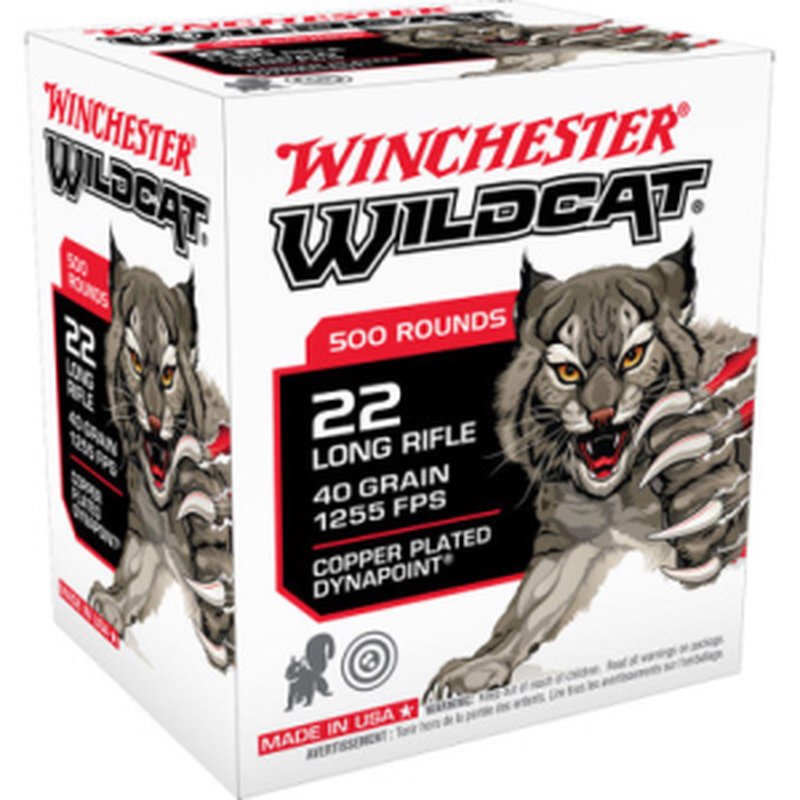 Winchester Wildcat .22LR 40 Grain Copper-Plated Dynapoint 500-Round Ammo