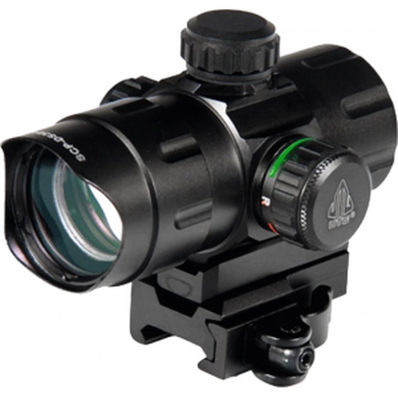UTG SCP-DS3840W CBQ Dot Black Hardcoat Anodized 1x 32mm 38mm Tube 4 MOA Dual Illuminated Dot Reticle