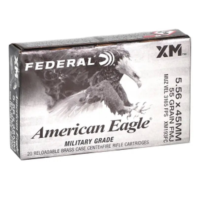 Federal American Eagle Rifle Ammunition 5.56x45 55gr FMJ