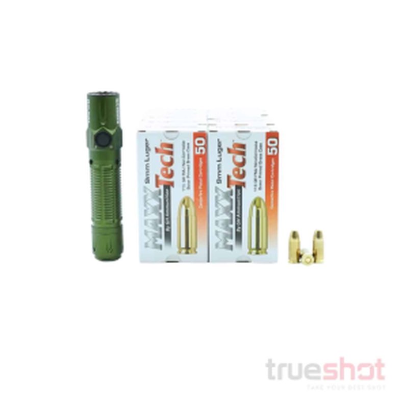 True Shot Ammo Olight Warrior 3S High Beam Flashlight Bundle 9mm Ammo 500 Rounds