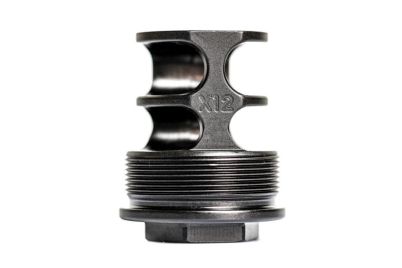 JMac Customs 2C 5/8-24 2-Port Muzzle Brake Alpha Suppressor Mount .45 ACP Black
