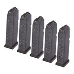 Glock G19 9mm 15-Round Magazine 5-Pack (Fits G26) — Black Polymer