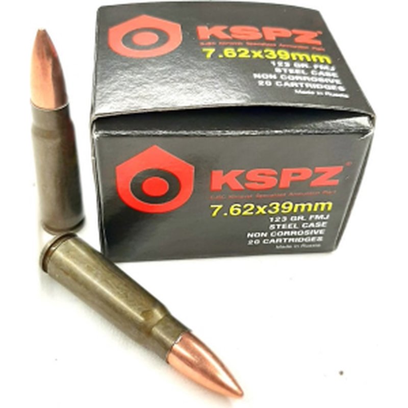 KSPZ Klimovsk 7.62x39 FMJ 123gr Berdan Primed Lacquer-Coated Steel Case Ammunition