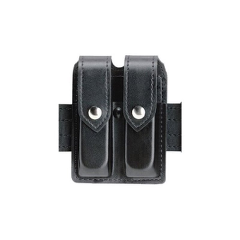 Safariland 777 Slimline Triple Magazine Pouch Fits GLOCK 17/22 - Plain Black with Brass Snap