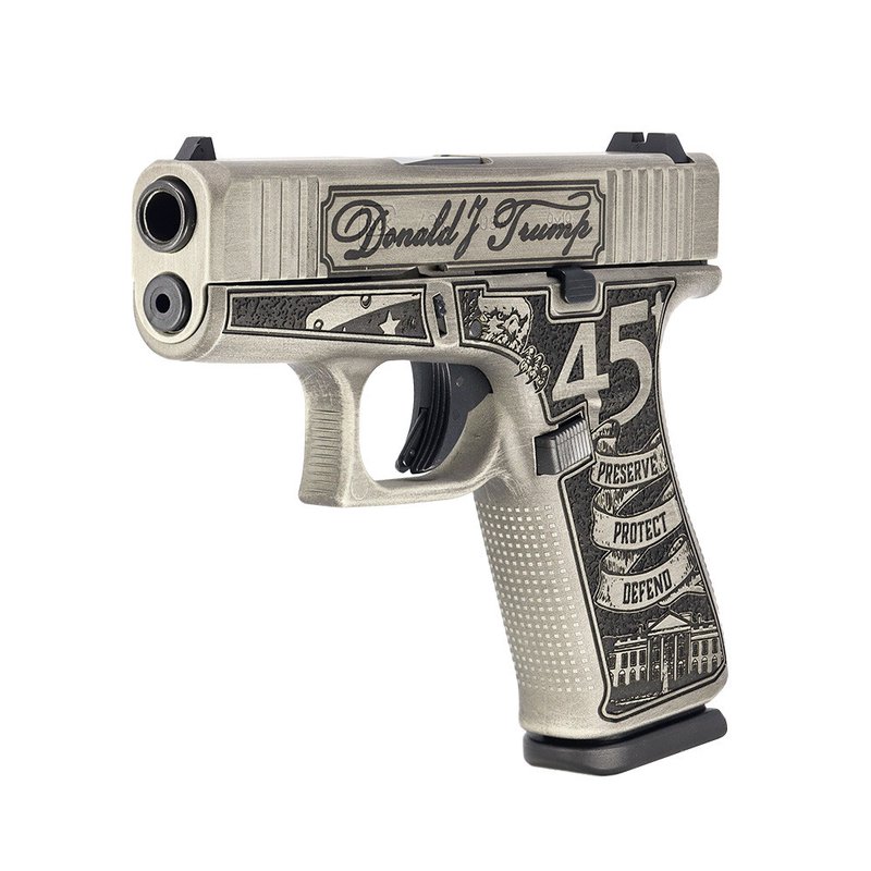 Glock G43X 9mm 3.41 in Barrel Crushed Silver Distressed Finish