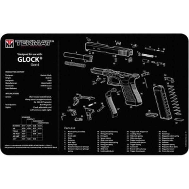 TekMat Glock Gen 4 Pistol Mat 17x11 Black Microfiber TekTowel