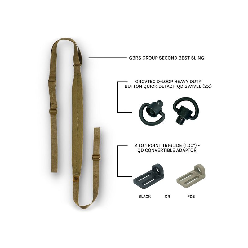 GBRS Group Second Best Sling Bundle Coyote Brown Adjustable Rifle Sling QD Kit