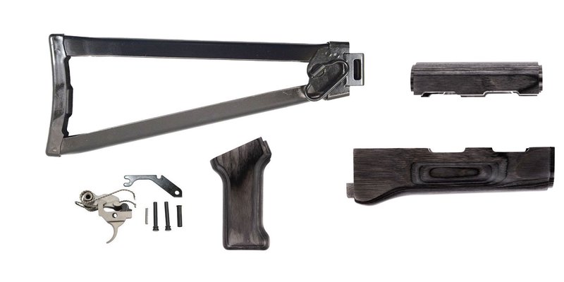 PSA AK Tree Bark Furniture set and Folding Stock w/ PSA Custom AK-47 Enhanced Polished Nickel Bor