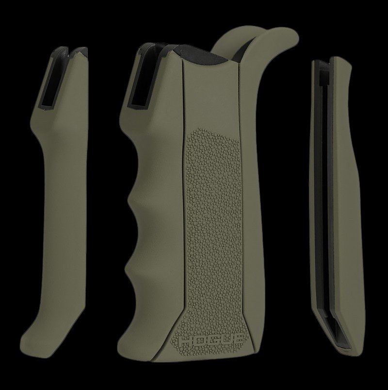 Hogue Modular OverMolded AR-15 Pistol Grip Cobblestone OD Green 17 Degree Angle