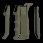 Hogue Modular OverMolded AR-15 Pistol Grip Cobblestone OD Green 17 Degree Angle