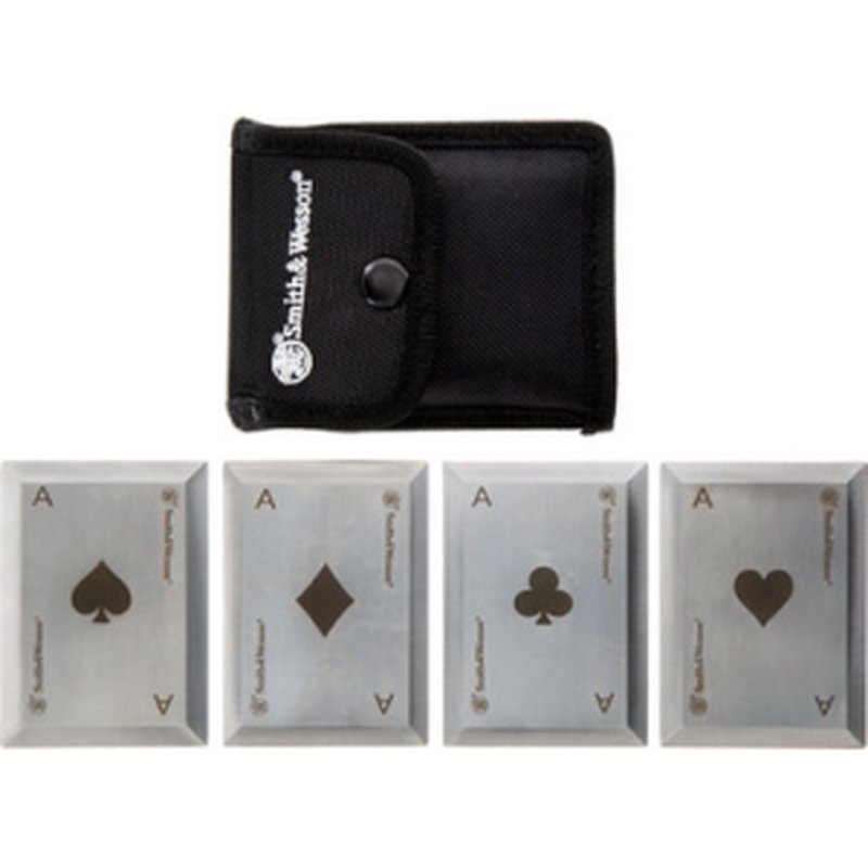 Smith & Wesson Bullseye Throwing Cards Stainless Steel 4-Pack