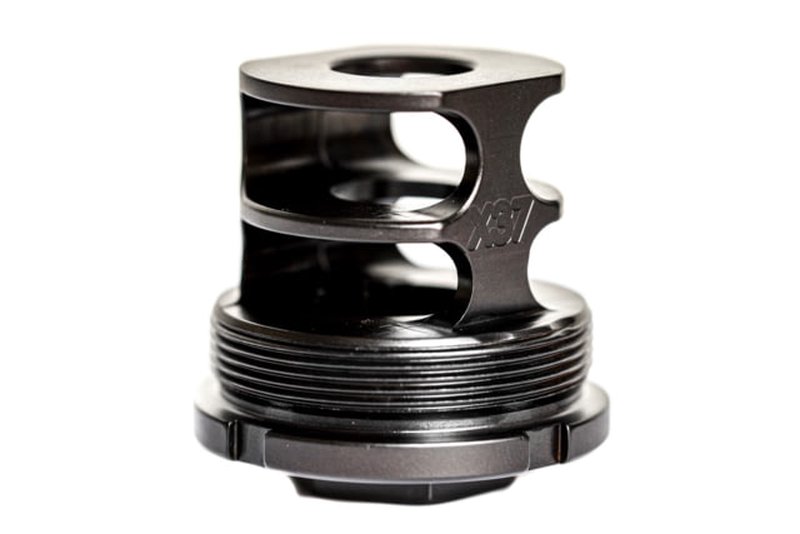 JMac Customs 2C 5/8-24 X37 .45 cal 2-port muzzle brake w/ Bravo mount