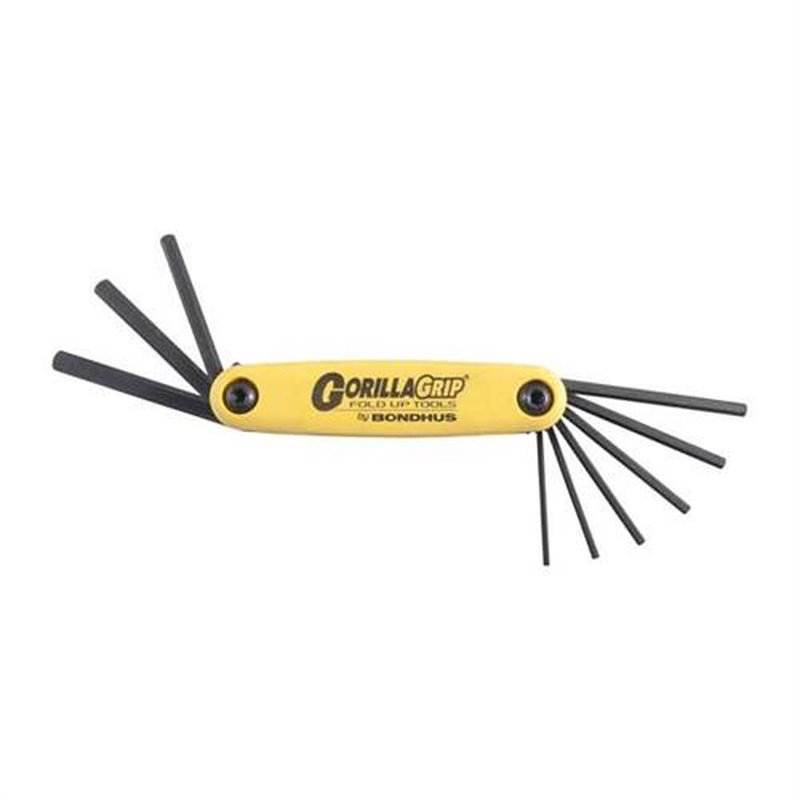 Bondhus GorillaGrip 9-Piece Hex End Fold-Up Wrench Set Black/Yellow