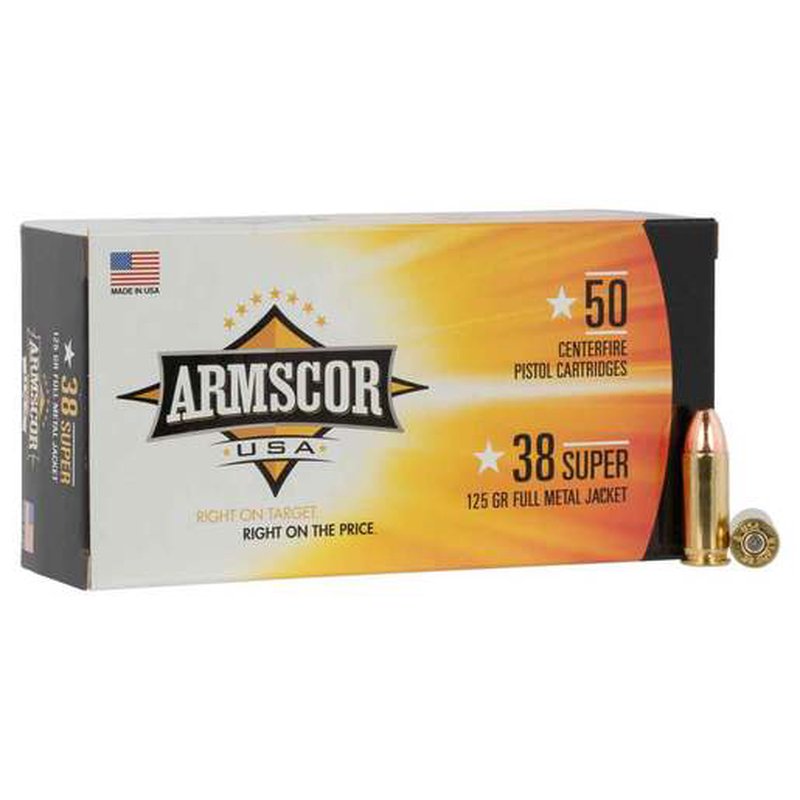 Armscor 38 Super Auto 125gr FMJ Handgun Ammo (50 Rounds) - FAC38SUPER-1N