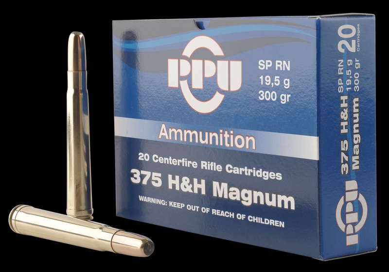 PPU .375 H&H Mag Standard Rifle ammo 300gr soft point SPRN brass 10rd box