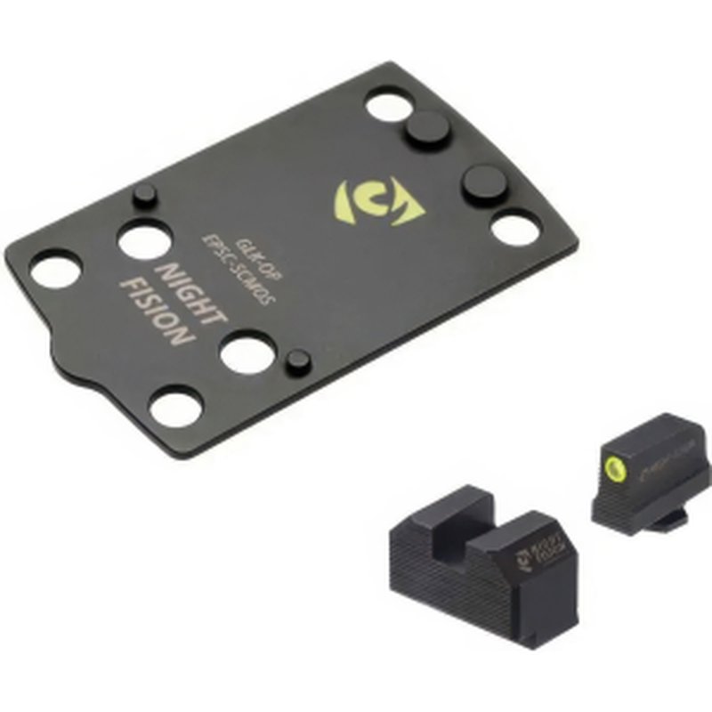 Night Fision GLK-OPBS-EPSC-43X-YGZX EPS Optic Plate with Tritium Sights Glock 43X MOS