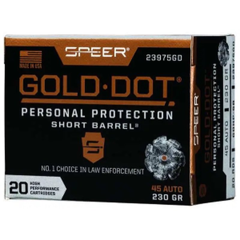 Speer Gold Dot Personal Protection .45 ACP 230gr Hollow Point 20 Rounds