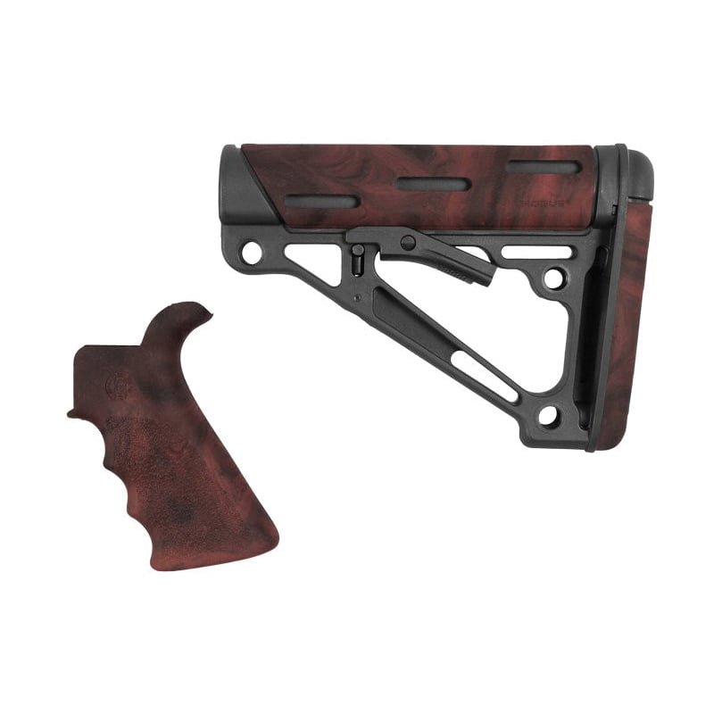 Hogue 15456 OverMolded AR-15/M16 Collapsible Buttstock & Beavertail Grip Kit - Red Lava
