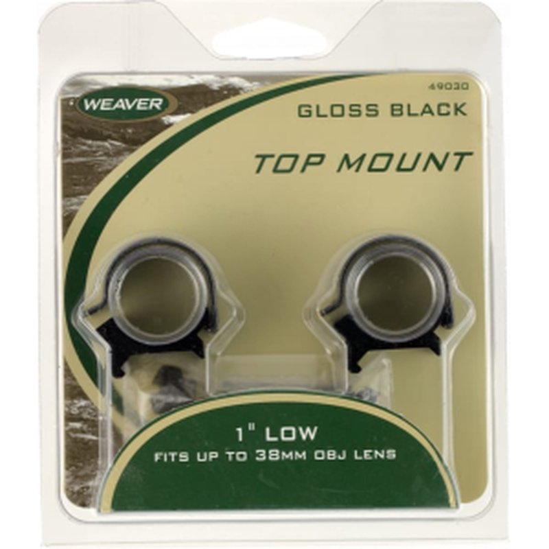 Weaver 49121 Top Mount Scope Ring Set Quick Detach, 30mm, Low Matte, Black Aluminum/Steel