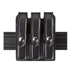 Safariland 777 Slimline Triple Magazine Pouch Fits Glock 17/22 - Plain Black with Chrome Snap