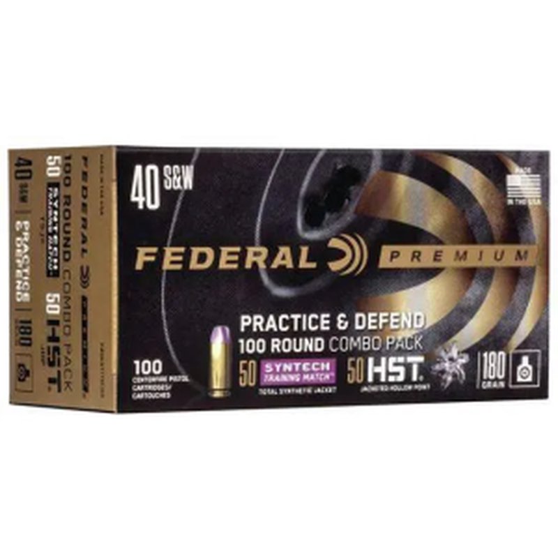 Federal Practice & Defend 40 S&W 180 gr HST/Syntech 100 Round P40HST1TM100