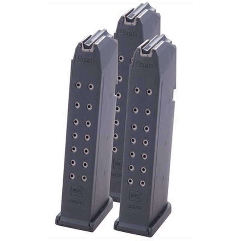 GLOCK 9mm Glock 17/34 magazine 17rd black 3-pack factory OEM