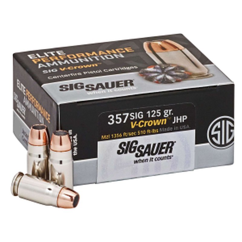 Sig Sauer E357S150 Elite V-Crown 357 SIG 125gr JHP Ammunition