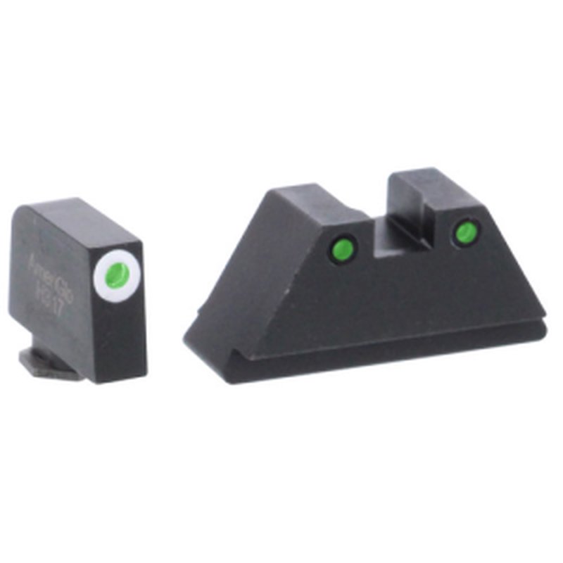 AmeriGlo GL-152 Optic Compatible XL Tritium Sight Set for Glock MOS (Green/White Front & Green/Black Rear) - Black