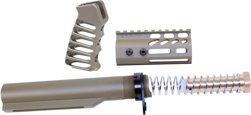 Guntec USA AR-15 4in Pistol Brace Build Kit With Milspec Buffer Tube