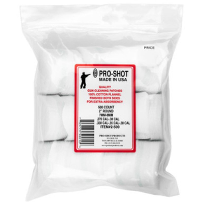 Pro-Shot 2" Round Cotton Cleaning Patches 500-ct (Flannel)