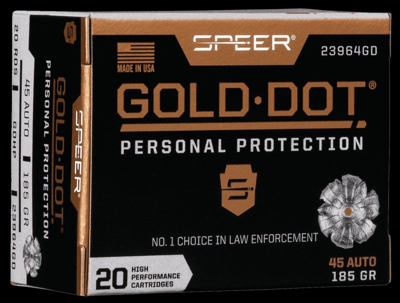 Speer Gold Dot .45 ACP 185 Grain Hollow Point Nickel-Plated Brass 20 Rounds