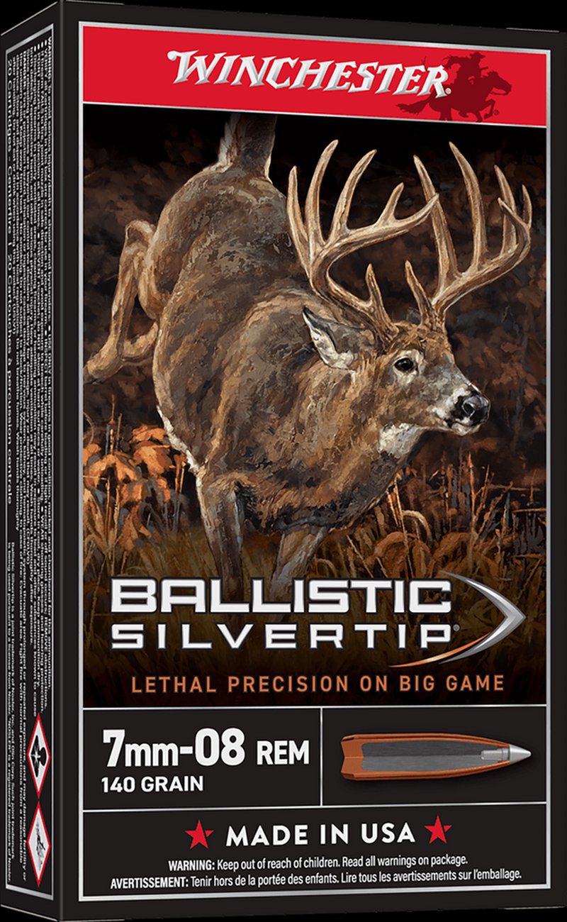 Winchester Ammo Ballistic Silvertip 7mm-08 Remington Rifle Ammo 140 Grain Polymer Tip SBST708