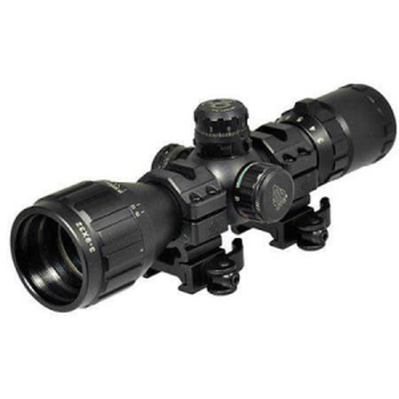 UTG SCP-M392AOLW BugBuster Black Hardcoat Anodized 3-9x32mm 1\" Tube Illuminated Red/Green Mil-Dot Reticle