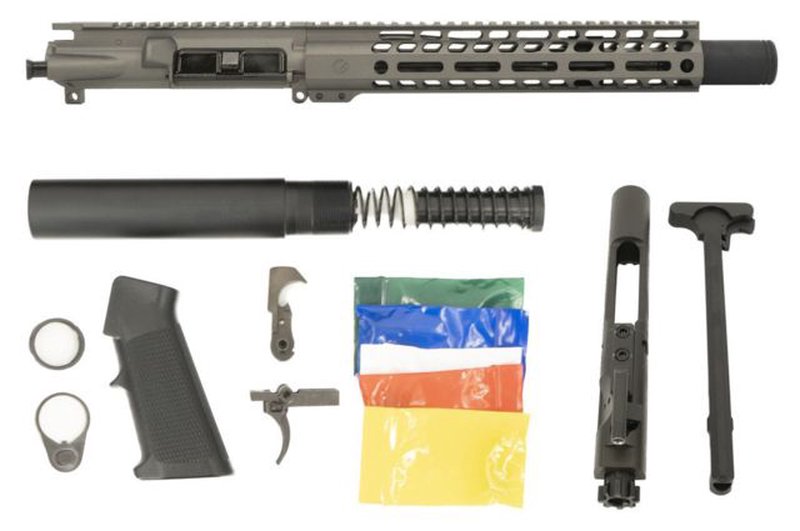 Ghost Firearms Upper Receiver, Pistol Lower Parts Kit, 5.56mm/.223, 10.5in Carbine , Moly Barrel, 1-7 Twist, 9in M-LOK Free Float Hand Guard, A2 Flash Hider