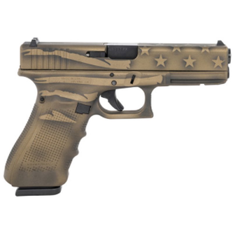 Glock G17 Gen4 9mm 4.5" 17rd Battleworn American Flag Cerakote