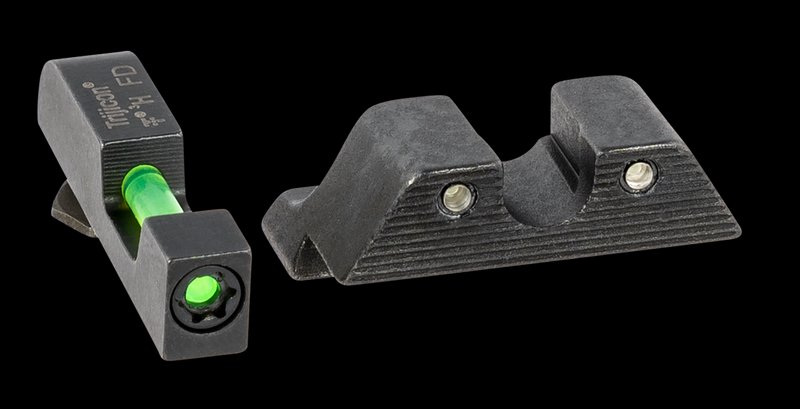 Trijicon 601102 DI Night Sight Set Green Tritium Fiber Optic Black Outline Front Glock