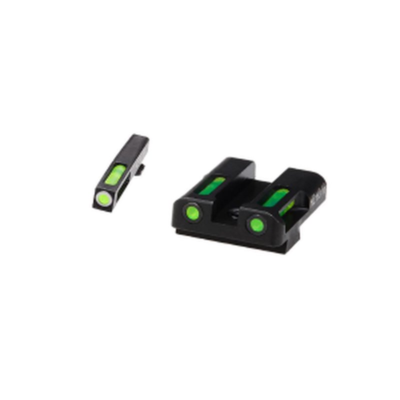 HiViz LiteWave H3 Glock Tritium Litepipe Sight Set - Green Rear/White Front Ring