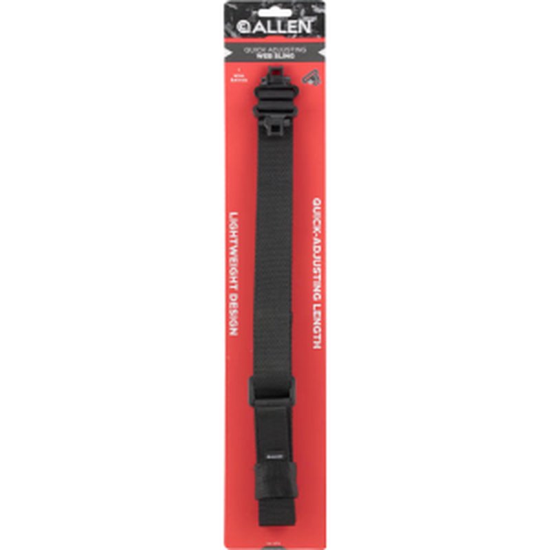 Allen 8061 Quick Adjusting Sling made of Black Nylon with 26"-33" OAL, 1.25" W, Adjustable Design * Swivels for Rifles