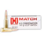 Hornady 81501 ELD Match 6.5 Creedmoor 147 Grain Extremely Low Drag Match Ammunition