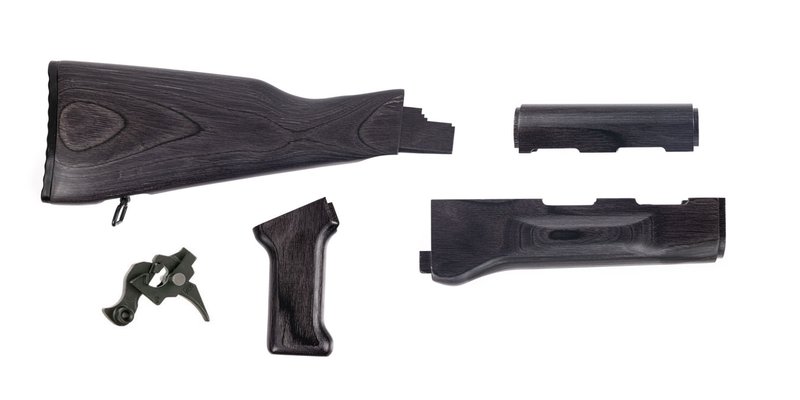 PSA AK Black Satin Furniture Set w/ PSA Custom ALG AKT-EL AK Single Stage Trigger