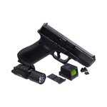 Glock Blue Label G45 MOS 9mm Pistol with Holosun HE509-RD Red Dot Sight, MOS Mounting Plate, Ame riGlo Suppressor Height Sights, SureFire X300U-A Ultra