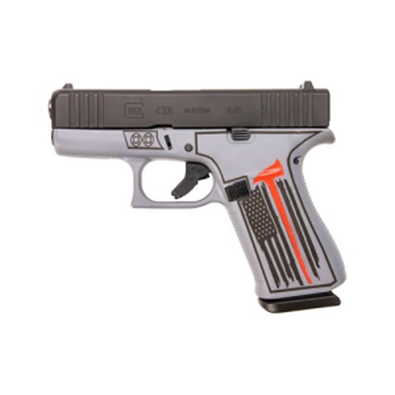 Glock G43X Pistol 9mm 3.1 Inch Firefighter Custom Flag Frame