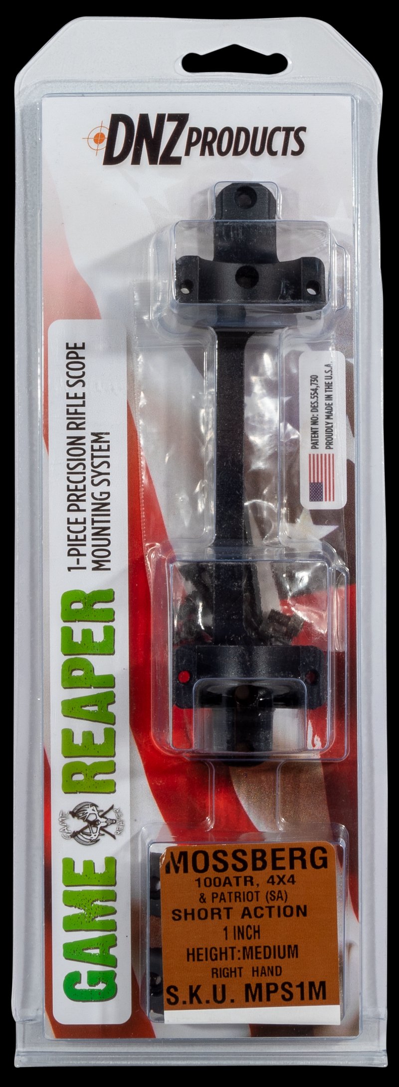 DNZ MPS1M Game Reaper Mossberg Scope Mount Ring Combo Matte Black