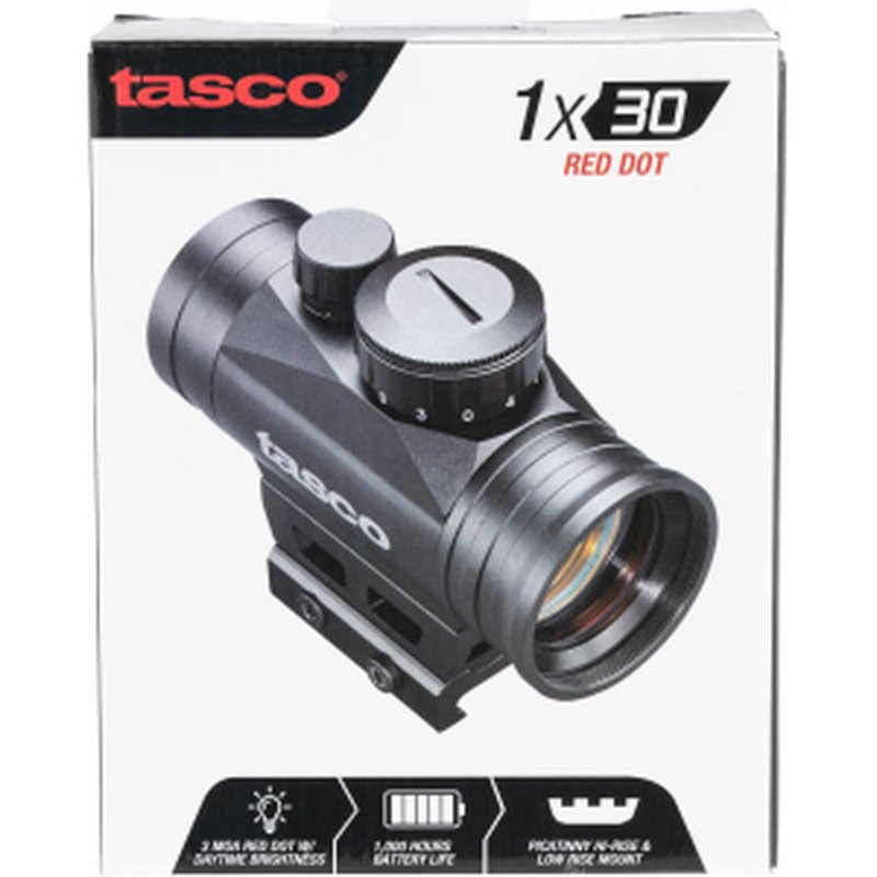 Tasco TRDPCC Pro Point Matte Black 1x30mm 3 MOA Illuminated Red Dot Reticle Features Picatinny Adaptor