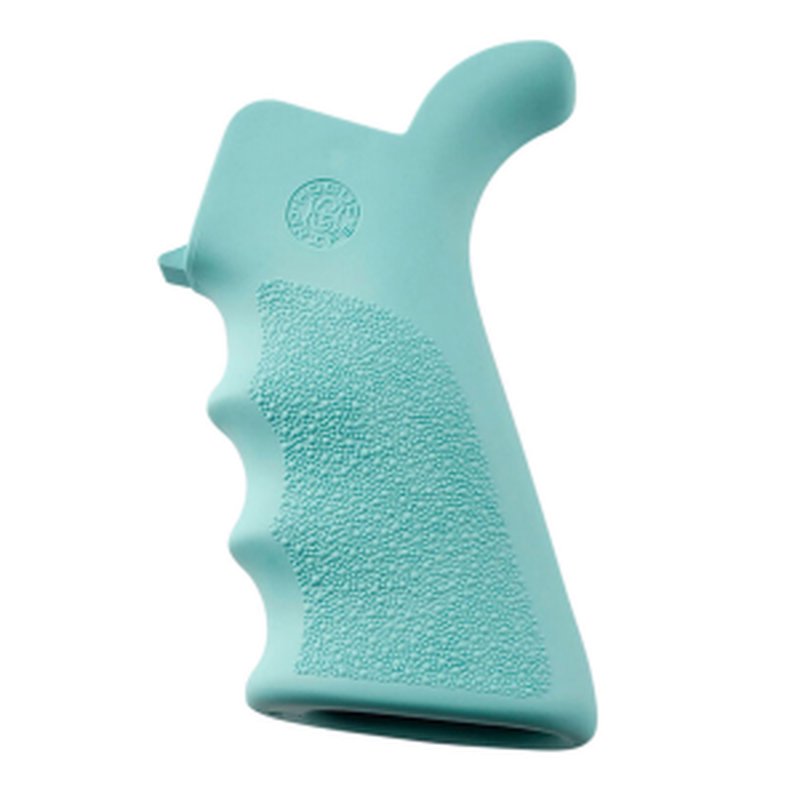 Hogue AR-15/M-16 OverMolded Aqua Rubber Beavertail Grip With Finger Grooves